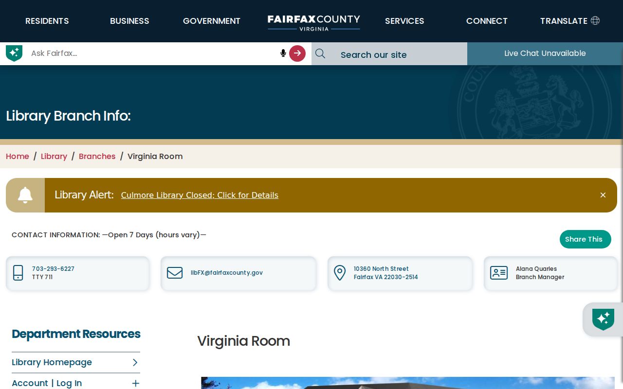 Tysons city directory Virginia Room local-history collection page