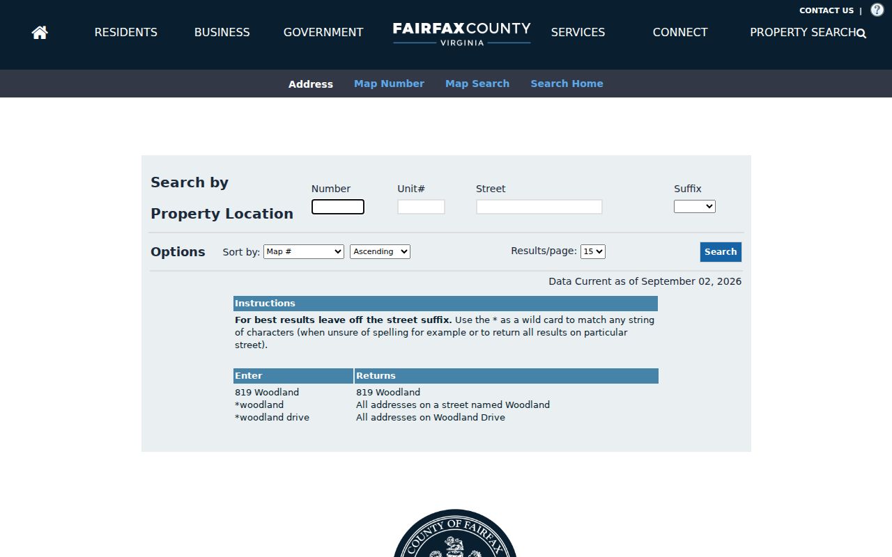 Tysons residents directory iCare address search fields